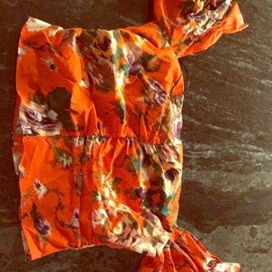 H&M orange croptop with flared sleeves